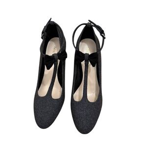 Nine West Charcoal Heels with Bow Accent